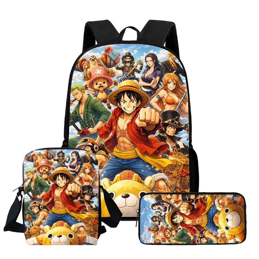 ensemble de 3 sacs à dos scolaires légers one piece avec sac bandoulière et trousse à crayons, sac à dos unisexe pour garçons et filles de 6 à 10 ans