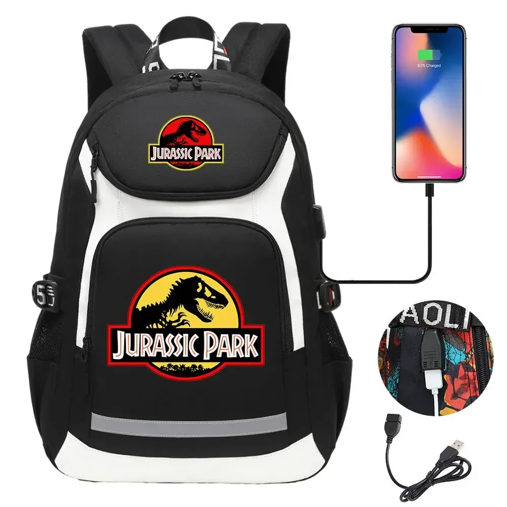 208.assic world park dinosaur school plebags, sacs à dos de voyage pour ordinateur portable, usb, adolescents, femmes, hommes, bol, garçons, enfants
