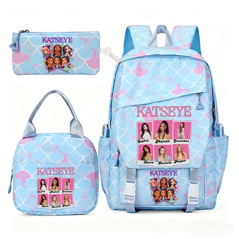 katseye musique sacs à dos pour filles garçons 3 pièces voyage haute capacité étudiants sacs d'école couleur fraîche ordinateur portable mochilas yk2