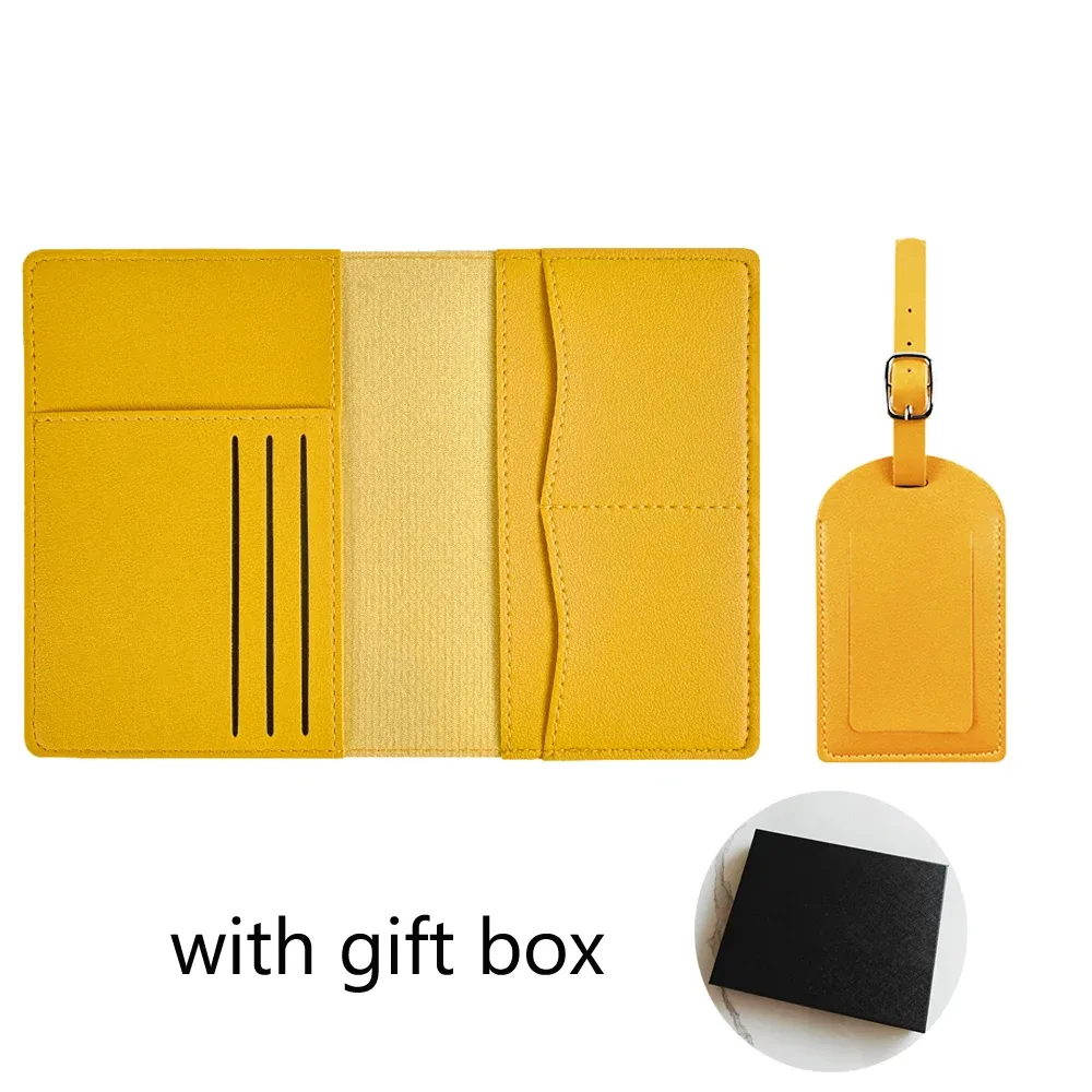 porte-passeport avec initiales personnalisées, ensemble d'étiquettes de valise de luxe, nom personnalisé, logo, cadeau, ensemble d'accessoires de voyage légers avec boîte