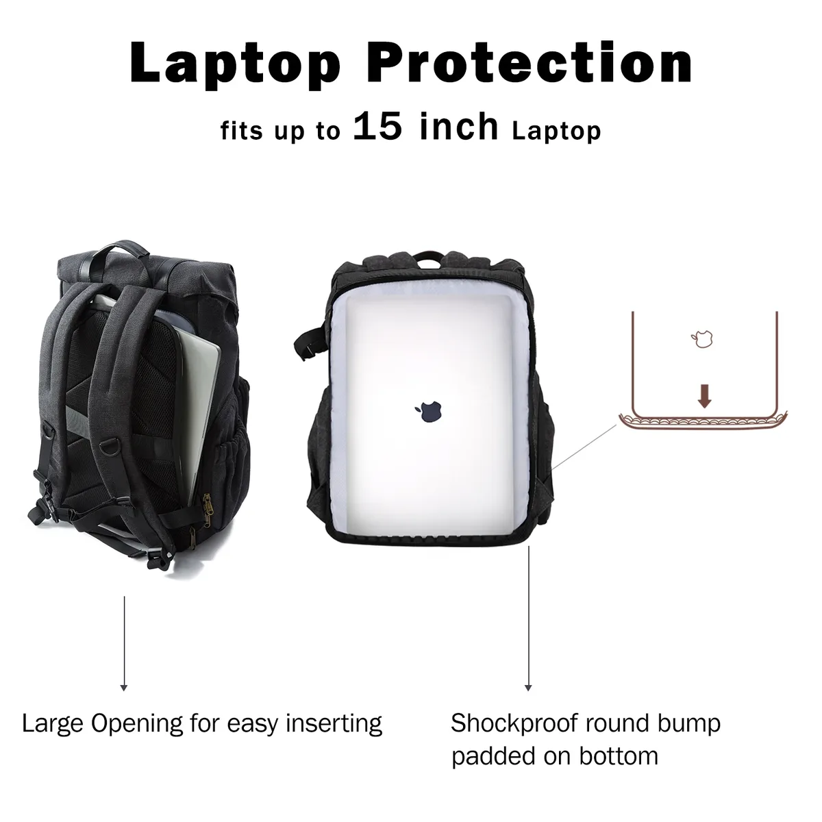bagsmart-sac à dos étanche pour appareil photo reflex numérique, convient à un ordinateur portable jusqu'à 15 "avec support de trépied, adapté aux photographes