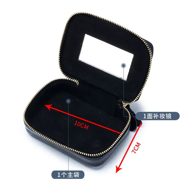 petit sac carré en cuir véritable pour rouge à lèvres, avec miroir, sac de maquillage mignon en cuir de vache pour boîte à bijoux pour femmes, mini sac de rangement pour pièces de monnaie
