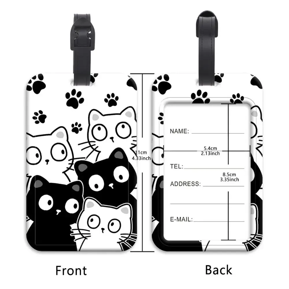 étiquette de bagage en plastique anti-perte, valise artistique, sac à dos, corde suspendue, porte-carte d'identité, porte-badge de chats mignons