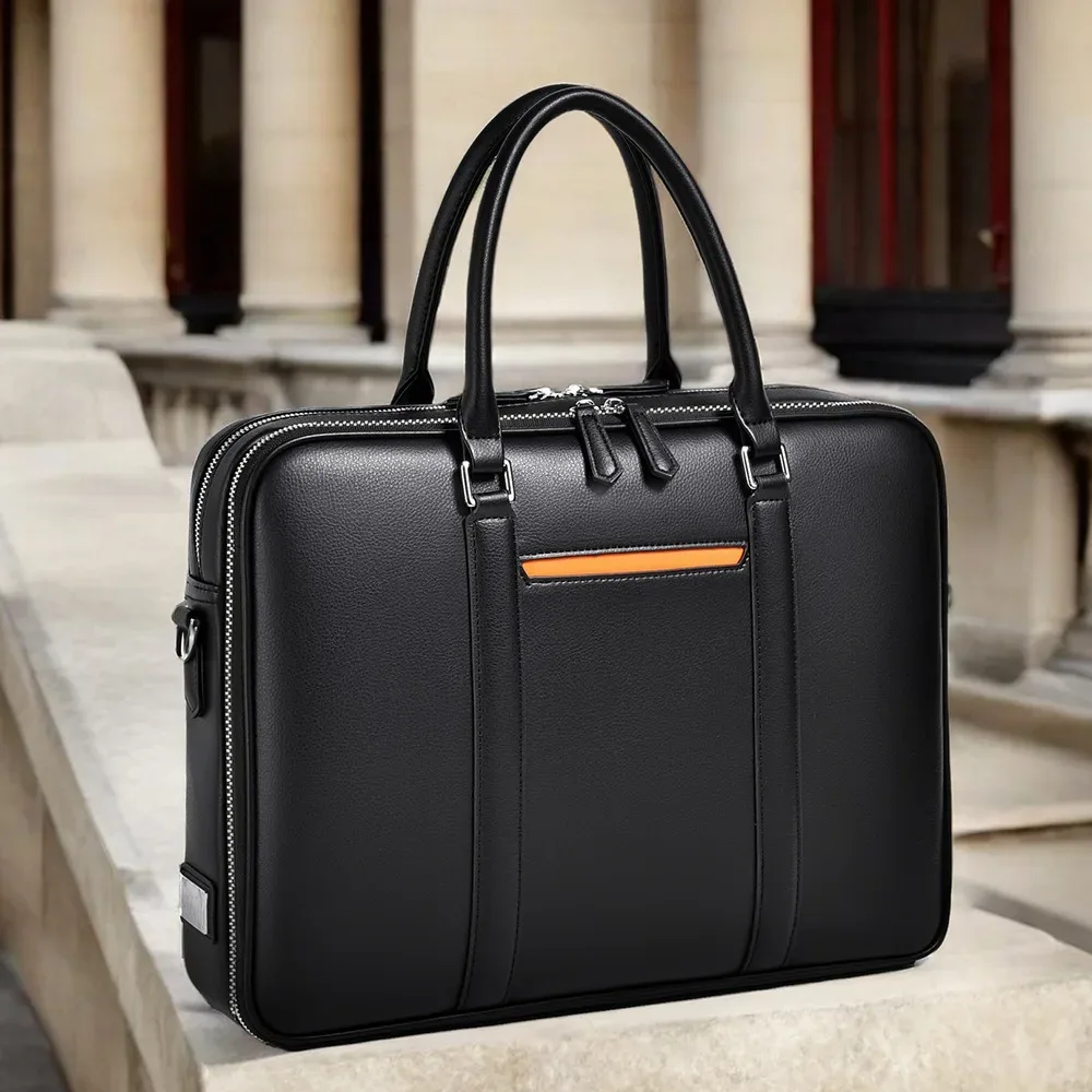 Porte-documents de luxe en cuir véritable de vache pour hommes, sac à bandoulière de styliste pour ordinateur portable, nouvelle collection 2026