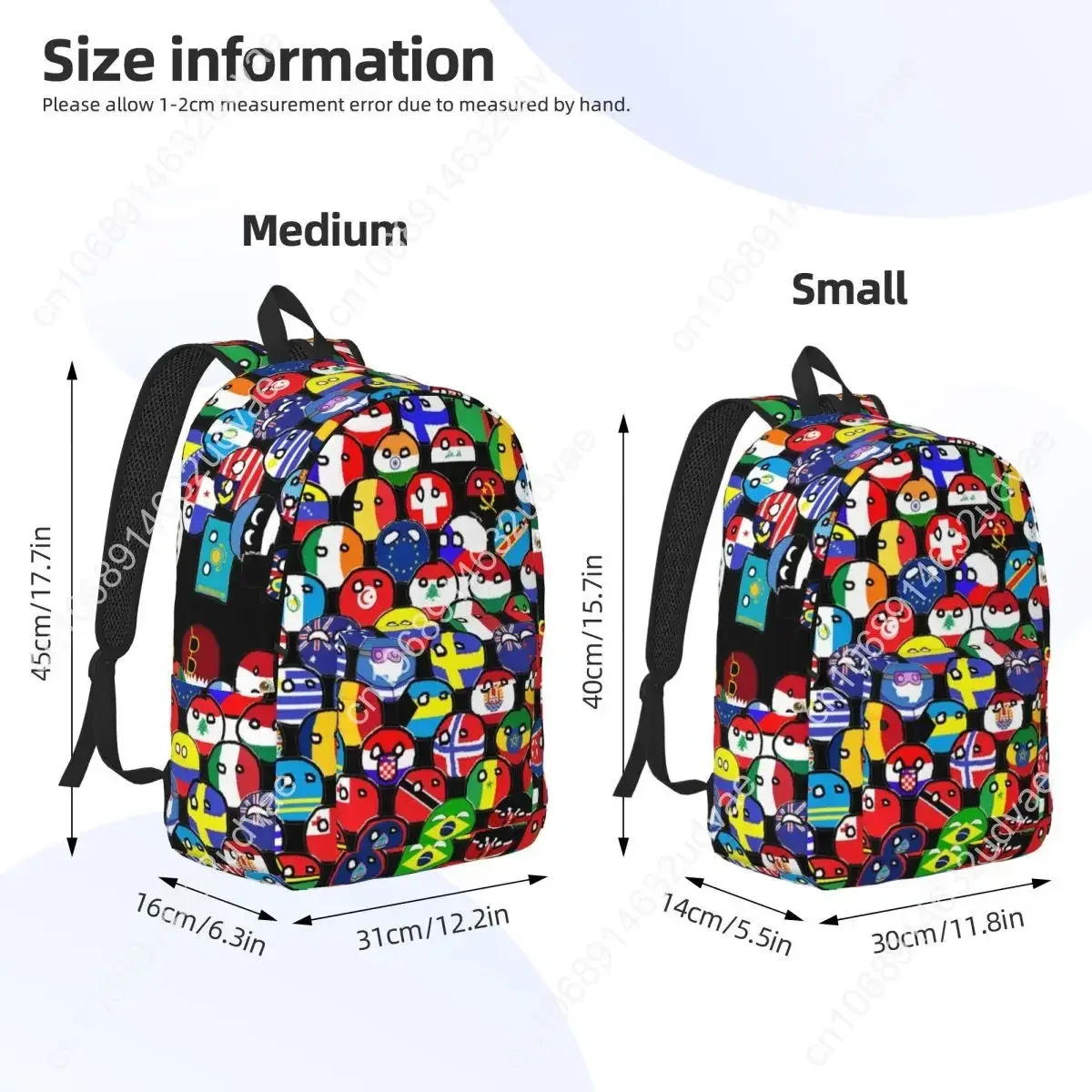 sac à dos de dessin animé countryball pour écoliers, lycéens et étudiants, sac à dos mignon sur le thème des pays et de la terre, sac à dos de jour pour adolescents, cadeau