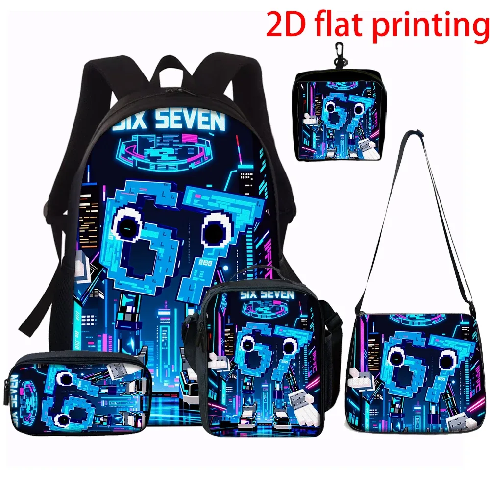 ensemble de sacs à dos imprimés avec des chiffres de dessin animé 67, légers, grande capacité, pour l'école, le voyage, cadeau parfait pour enfants, 1/2/3/4/5 pièces