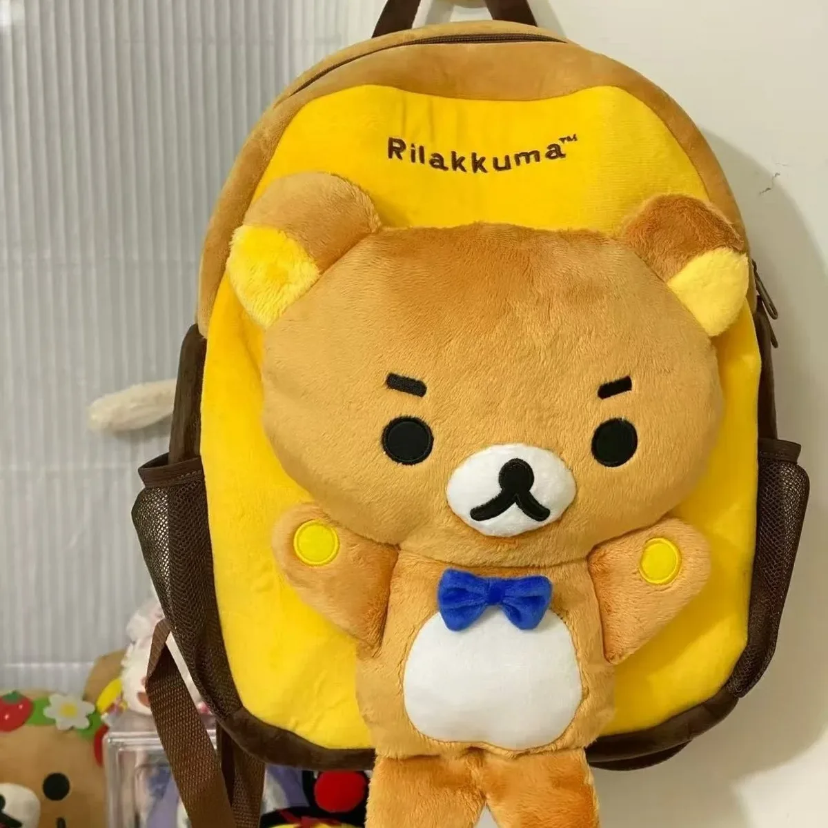 sac à dos en peluche kawaii rilakkuma, sac d'école de grande capacité pour étudiants, sac d'école en peluche pour adolescentes, cadeau de voyage