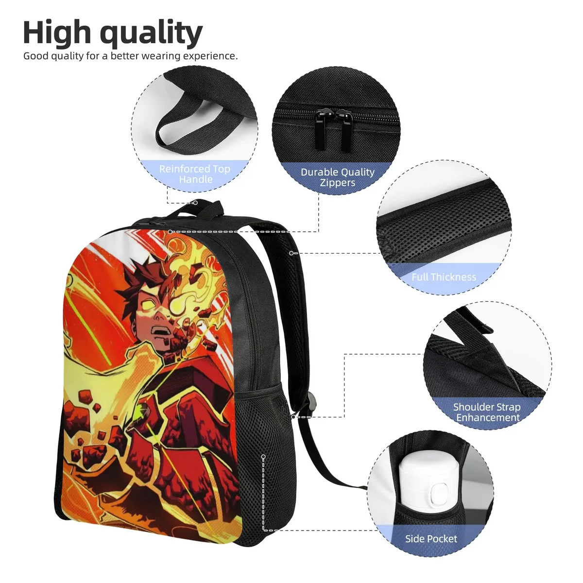 sac à dos multifonction ben 10 heatblast fiery character pour la rentrée scolaire, sac à dos pour étudiants ben 10