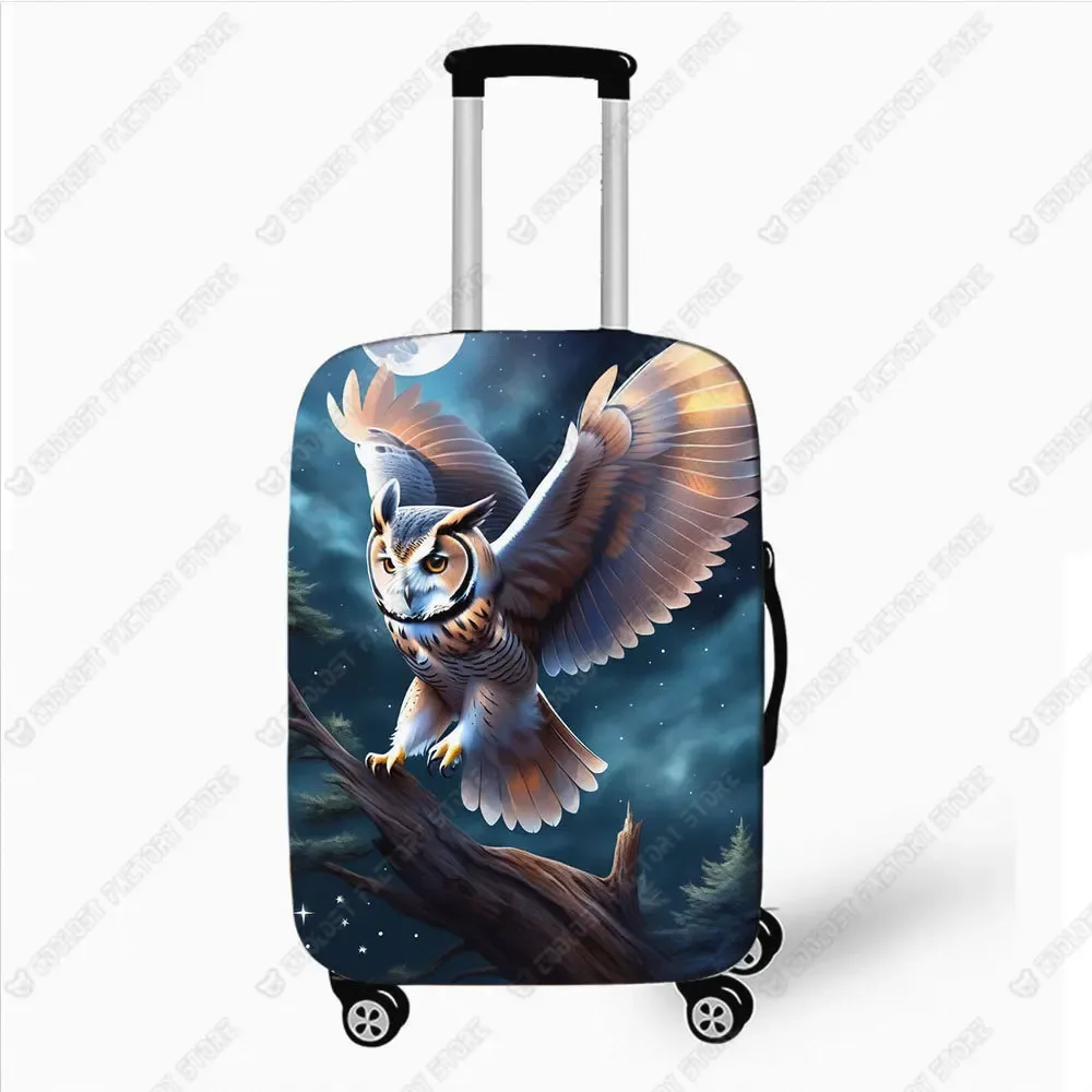 housse de bagage imprimée hibou coloré, housses de protection pour valise à roulettes à cornes, accessoires de voyage de 18 à 32 pouces