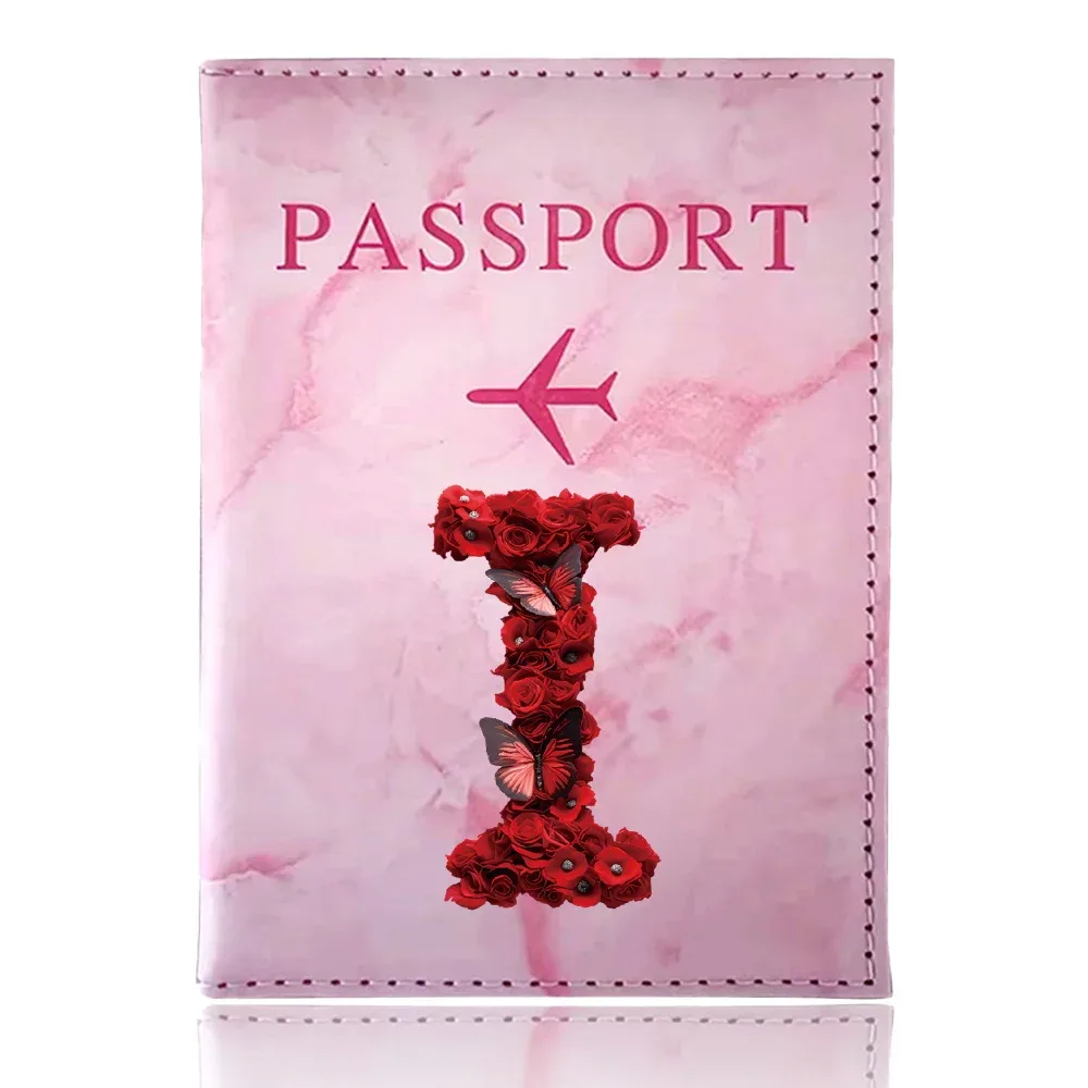 étui de passeport imprimé série rose rouge, porte-passeport, accessoires de voyage, housse de protection pour avion