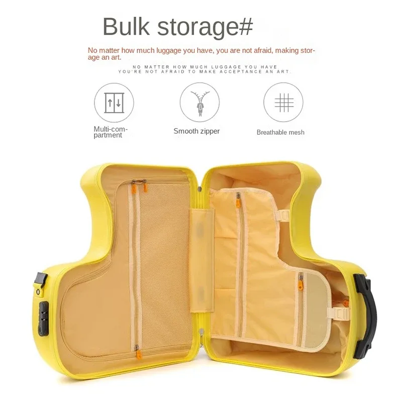 joli bagage d'escargot pouvant être monté, boîte à roulettes pour enfants, roue universelle féminine, valise de 20 "24", remorque de voyage en alliage d'aluminium