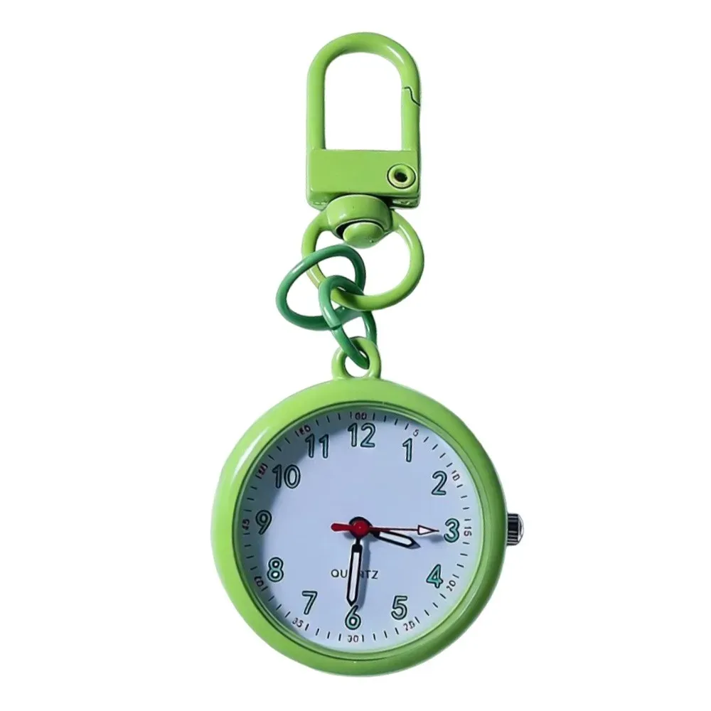 montre d'examen à mouvement silencieux, boîtier en alliage, couvercle en cuir, montre de poche mini format, design réutilisable, montre porte-clés, décoration de sac à dos