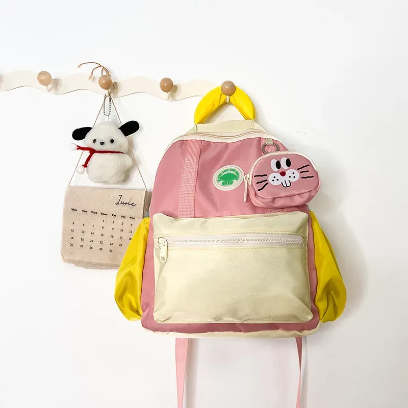sac à dos pour enfants, nouvelle collection coréenne, décontracté, color block, en coton, avec poignée, pour la maternelle, léger, en promotion de la saison