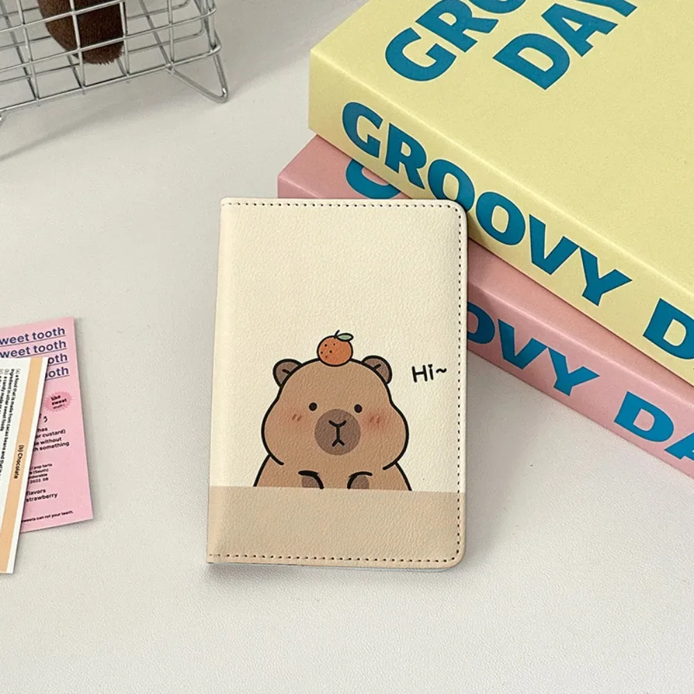 porte-passeport en cuir pu capybara, dessin animé, ultra-fin, sac à passeport multifonction, portefeuille de cartes de crédit portable