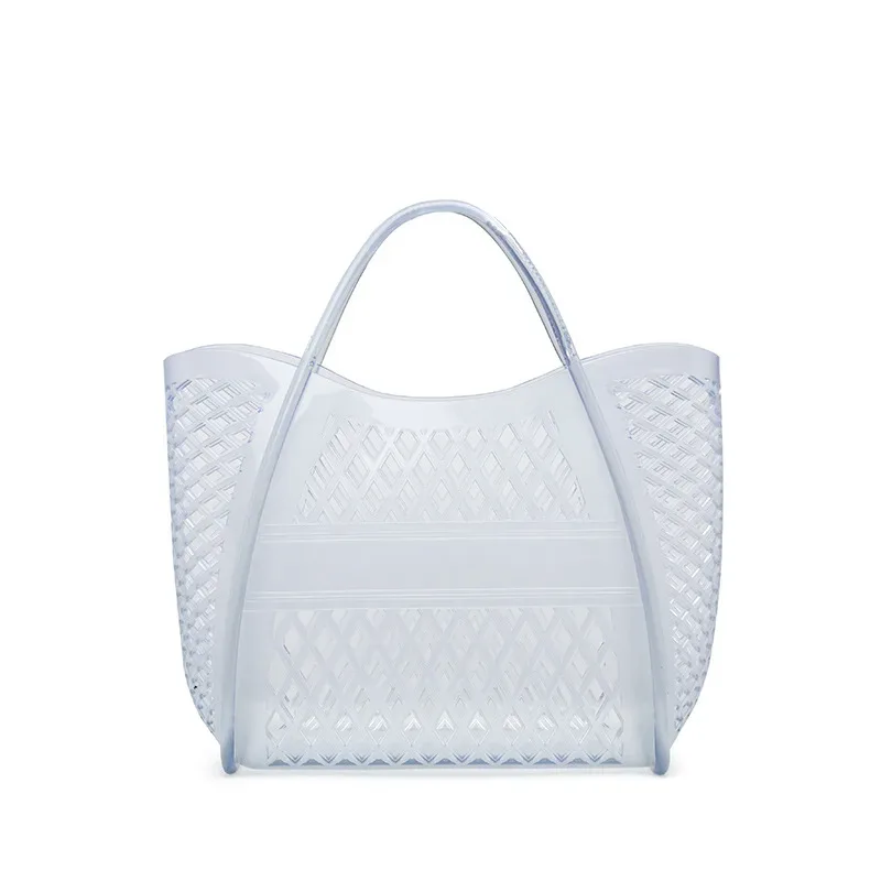 sacs fourre-tout kizzy clear jelly pour femmes, sac de plage léger et imperméable avec dessus ouvert et découpe en treillis