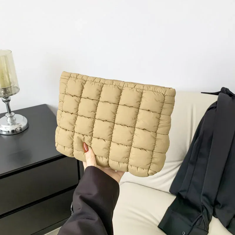 sac à cosmétiques matelassé carré pour femmes, pochette de rangement de maquillage portable, simple fille rouge à lèvres organisateur de toilette petit sac à main