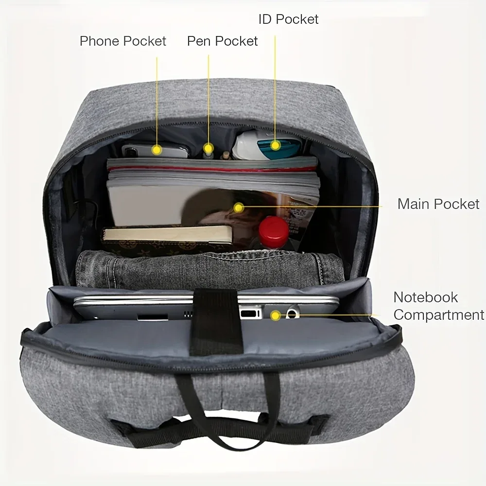 sac à dos antivol pour ordinateur portable 15 pouces pour hommes, sac d'affaires de grande capacité, sac à bandoulière de voyage, multifonctionnel avec sacs à dos usb
