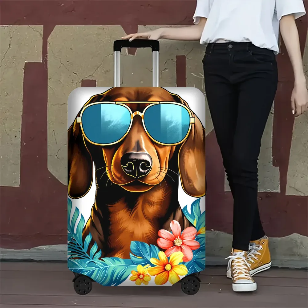 1 housse de bagage illustrée avec motif chien pour valises de 18 à 32 pouces ; accessoires de voyage anti-poussière et élastiques pour protéger efficacement vos bagages