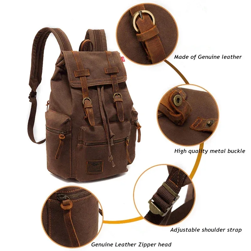 augur-sac d'école en toile vintage sr pour hommes, sacs de voyage pour hommes, grande capacité, sac rétro pour ordinateur portable, nouvelle mode