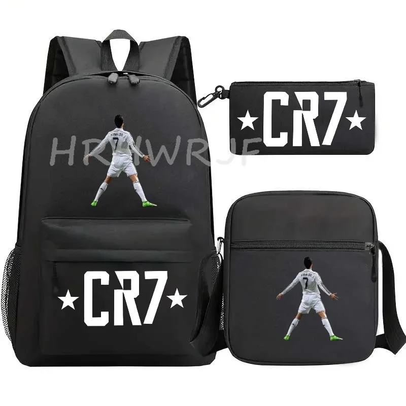ensemble de sacs à dos imprimés sports cr7 pour adolescents, sacs d'école décontractés adaptés aux garçons et aux filles, mochilas de voyage légères