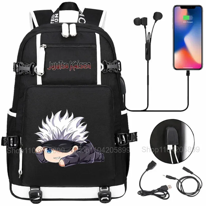 sacs à dos jujutsu kaisen, mochila anime, cartable pour étudiants et adolescents, sac à dos décontracté pour hommes et femmes avec charge usb, sac à dos pour ordinateur portable, voyage en plein air
