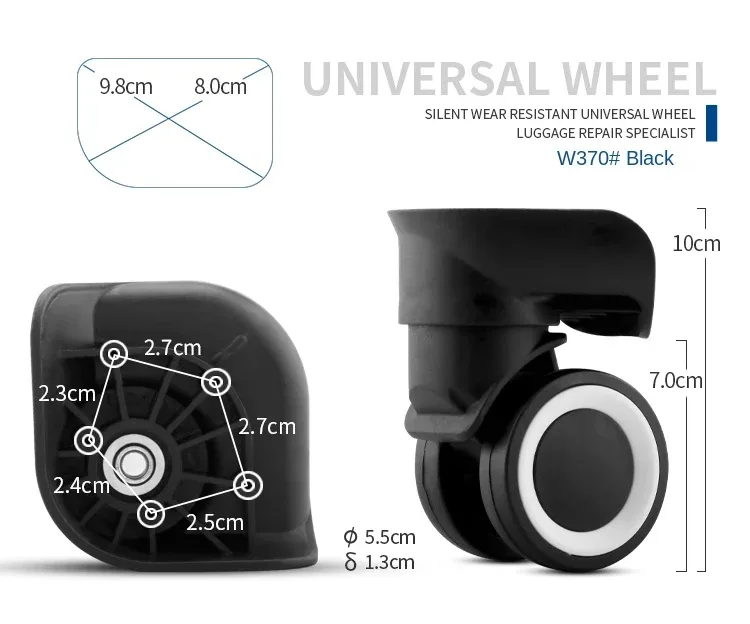 accessoires de roulettes de valise, roue universelle de réparation pour valise trolley polo, roue de valise en cuir
