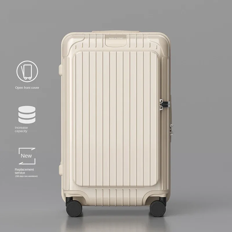 valise à ouverture frontale ko-ku avec fermeture éclair anti-explosion, valise à roulettes 20/24/26 pouces, grande capacité, valise de voyage, sac de cabine