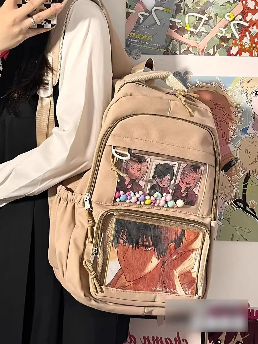 sac à dos de grande capacité pour femmes, style collège simple japonais, cartable d'étudiant, sac à dos d'ordinateur, sac ita pour fille douce et mignonne