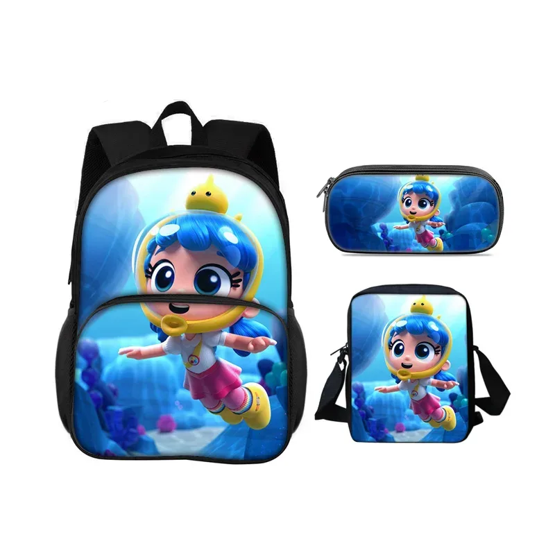 sac à dos true and the rainbow kingdom avec patch rond, trousse à crayons, sac à bandoulière, ensemble de 3 pièces, imprimé dessin animé, sac à dos pour élèves de maternelle