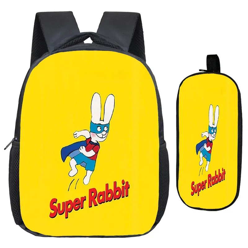 sac à dos simon super rabbit, trousse à crayons 2 pièces, sacs à dos décontractés pour garçons et filles, sac à dos personnalisé pour étudiants, sac de retour à l'école pour enfants, mochila