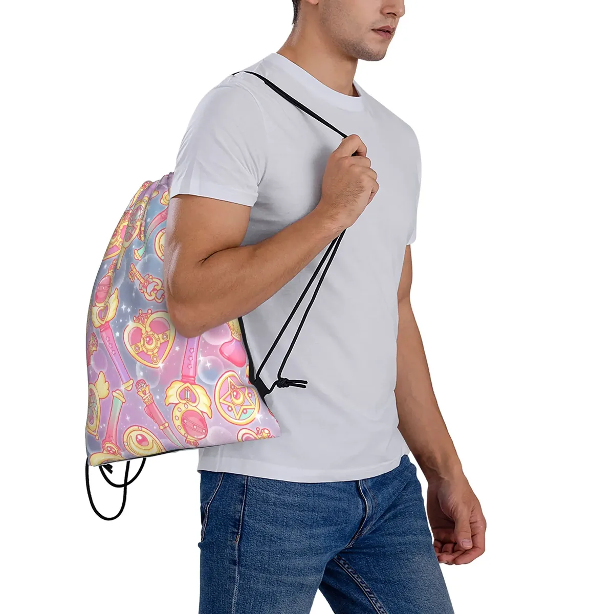 sacs à cordon de serrage au design anime sailor moon kawaii, sacs de rangement pour chaussures et vêtements, multifonctions, portables pour adolescents, 1 pièce