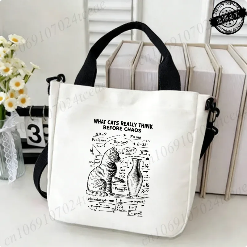 sac fourre-tout amusant à imprimé physique de chat pour femme, sac à bandoulière décontracté, sac à main vintage en toile, sacs à bandoulière tendance pour le quotidien et le shopping