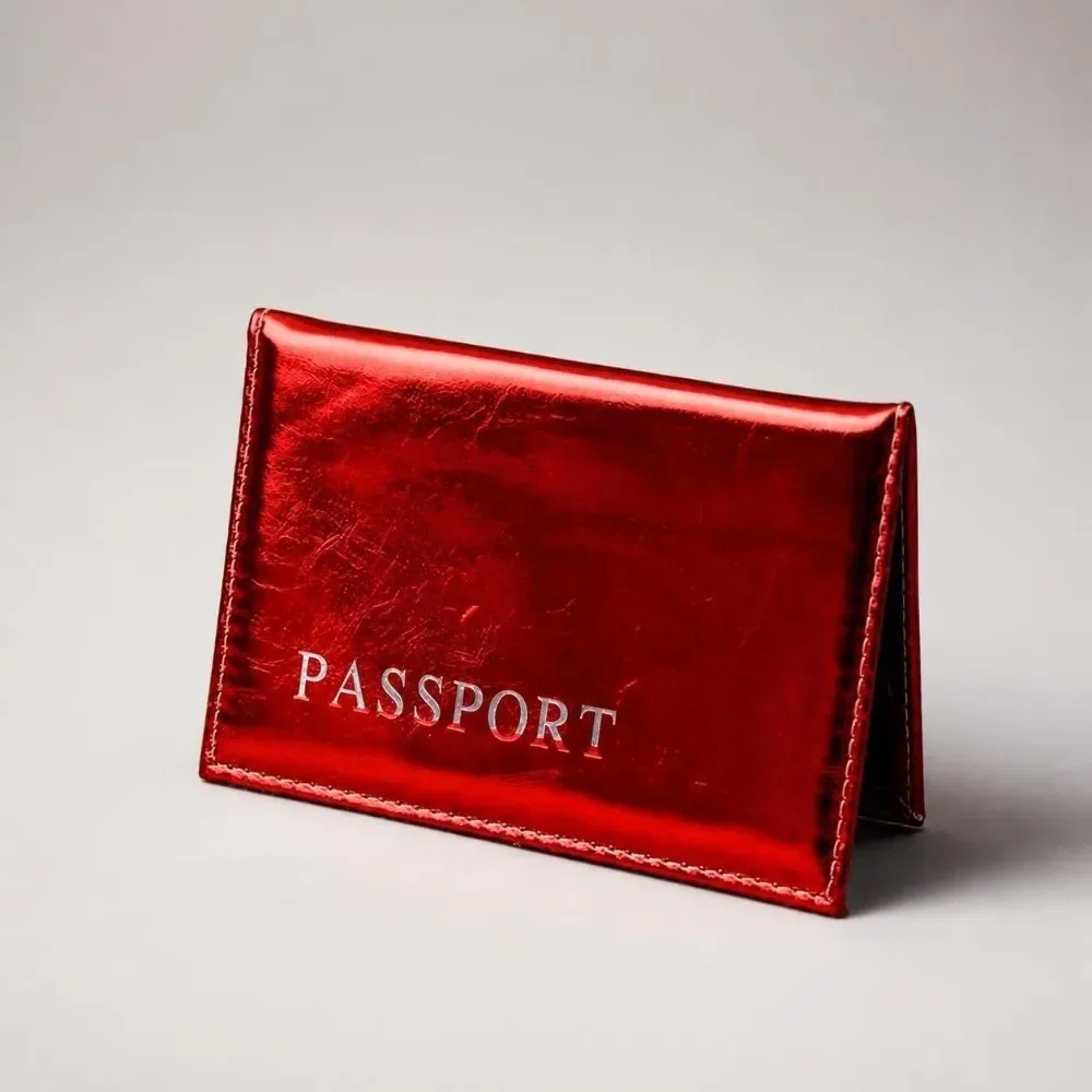 porte-passeport en cuir pu tendance, brillant, imperméable, multifonctionnel, portable, pour les voyages