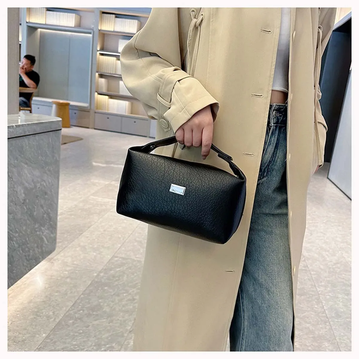 nouveau sac de rangement en pu, trousse de toilette à main de grande capacité à la mode, trousse de maquillage portable multifonctionnelle sur mesure pour femmes