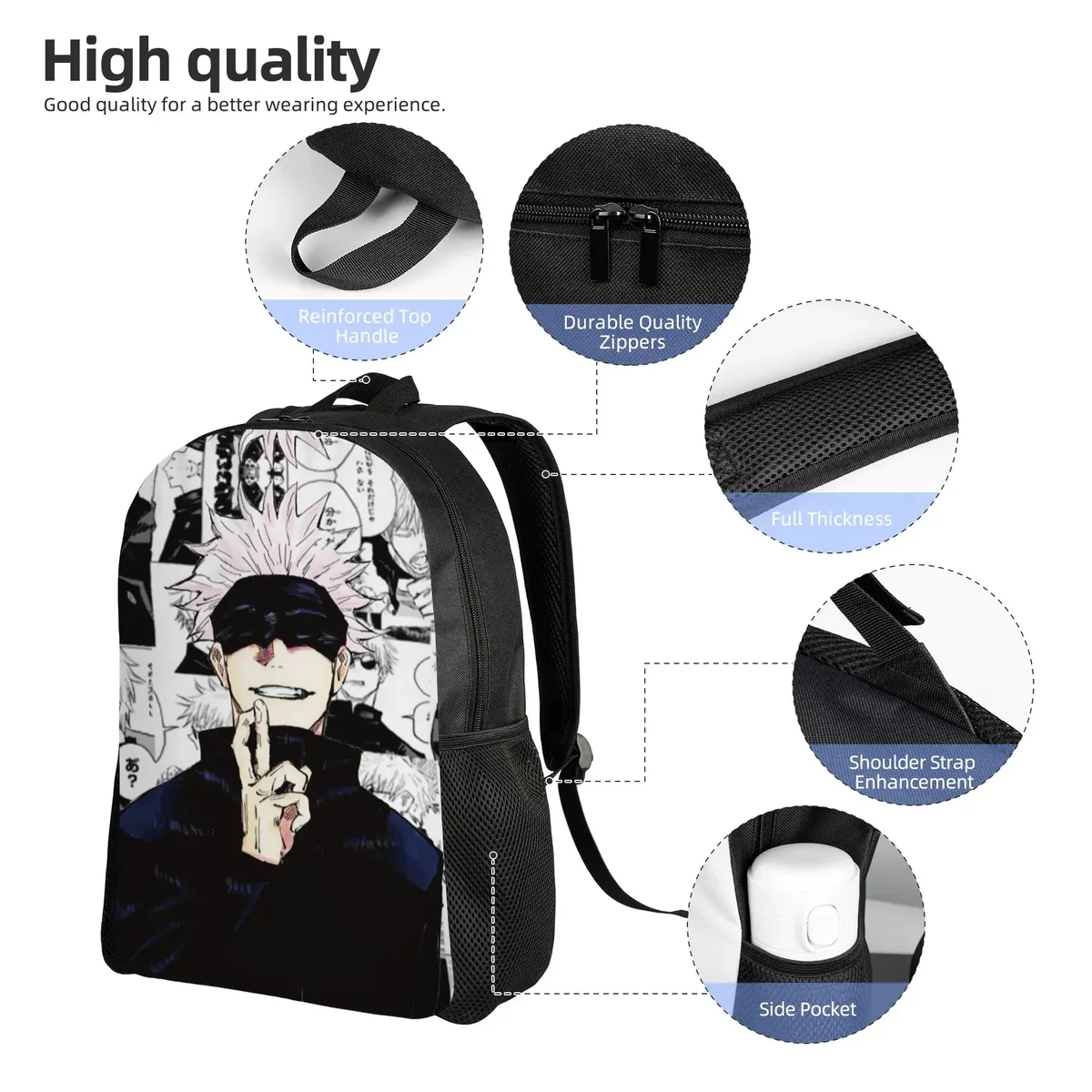 sac à dos manga gojo satoru pour hommes, femmes, adolescents, étudiants, sac de travail, sac à bandoulière jujutsus kaisens, sac à dos d'université, sac de sport