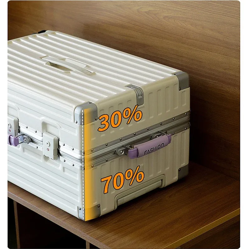 valise de voyage grande capacité bicolore 20-28 pouces avec cadre en aluminium renforcé, bagage en pc avec roues à frein, sac de cabine pour étudiant