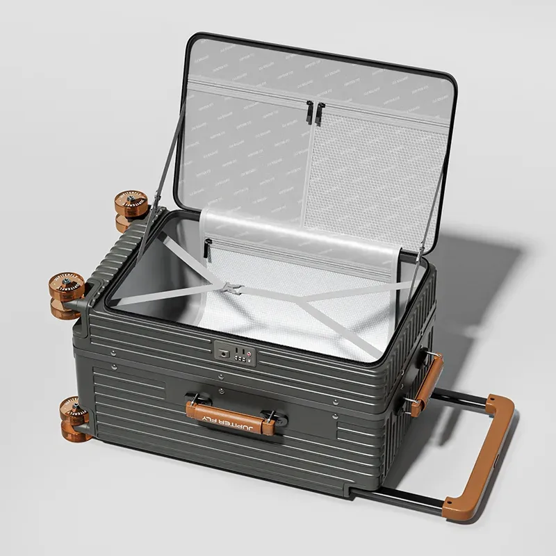 nouveau bagage 20 pouces valise à main ouverture latérale valise de voyage cadre en aluminium boîtier de chariot 30 pouces bagages de grande capacité