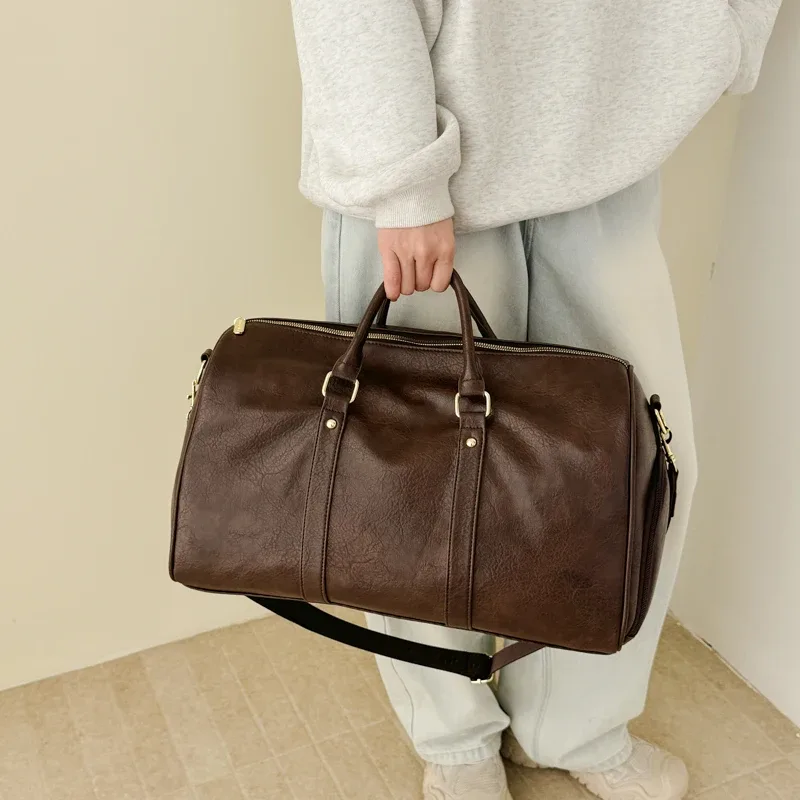 sac de voyage pour homme, sac de sport de luxe grande capacité, sac de voyage en cuir pu, sac à bandoulière portable et durable, sac de sport, sac de voyage extérieur