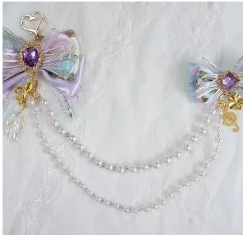 accessoires de chaîne de sac ita pour femmes, chaîne de sac à dos d'école et perle de nœud papillon, ornements de nœud de rubans lolita,
