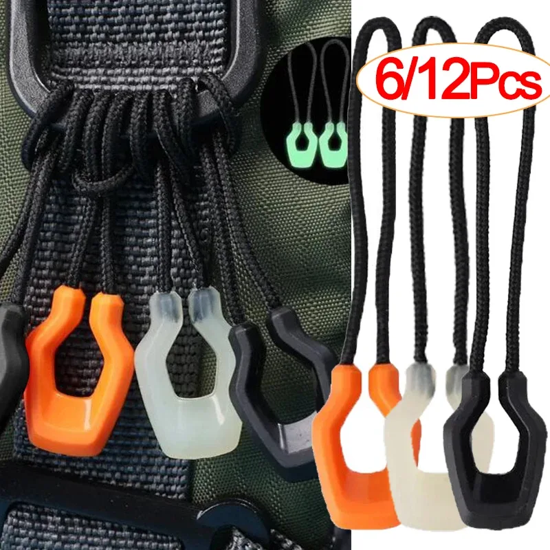Extracteurs de fermeture éclair lumineux, Extension de fermeture éclair pratique pour sac à dos, veste, accessoire de fermeture éclair pour tente, outil de tête coulissante, 6/12 pièces