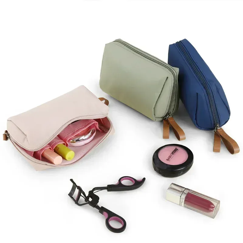 Nouvelle Trousse de Maquillage Simple pour Femme, Couleur Unie, Style Coréen, Pochette de Toilette, Sac de Rangement Imperméable, Étui de Luxe pour Cosmétiques