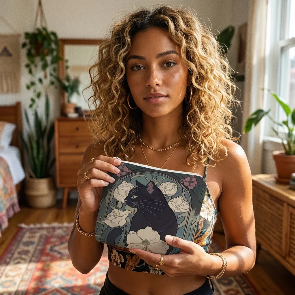 1 sac de rangement pour serviettes hygiéniques imprimé motif chat, sac léger pour mouchoirs pour femmes, sac pour mouchoirs hygiéniques