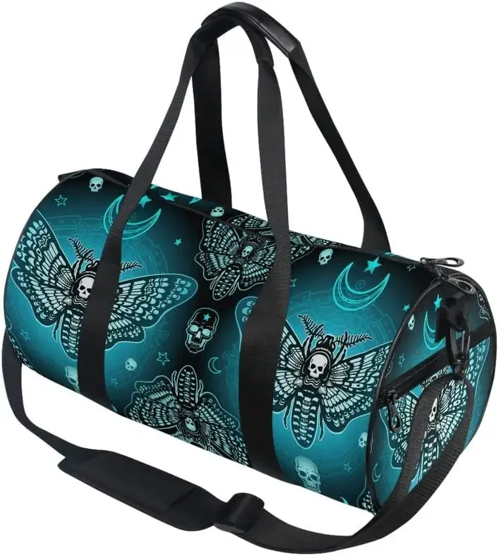 sacs de sport black skull moth pour hommes et femmes, crânes magiques, sac de sport, bagages de voyage, sacs de nuit