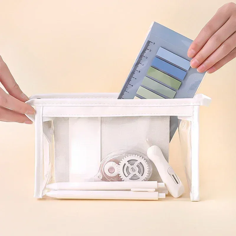 trousse à cosmétiques transparente de grande capacité pour filles, étui à crayons étanche, sacs d'évaluation de maquillage, rangement de voyage, 1 pièce