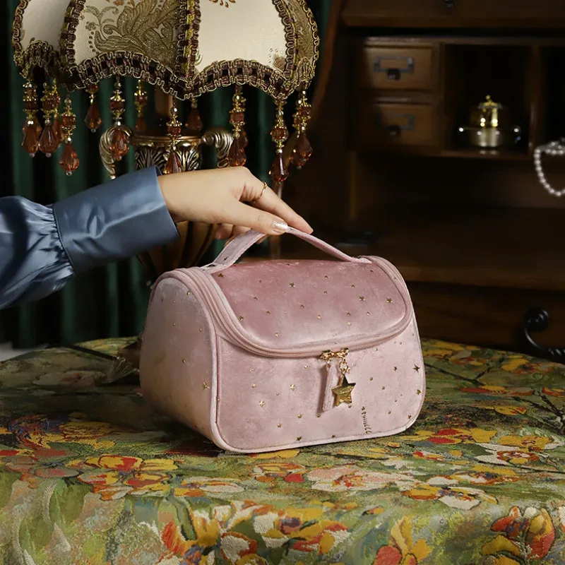 sac de maquillage portable pour femmes, organiseur de cosmétiques de grande capacité, sac de rangement pour produits de soin de la peau, trousse de toilette pour les voyages et les déplacements professionnels