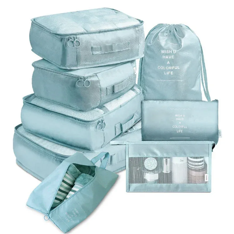 ensemble de 6/8 pièces, organisateur de voyage, sacs de rangement, valise, ensemble d'emballage, étuis de rangement, organisateur de bagages portables, pochette pour vêtements et chaussures