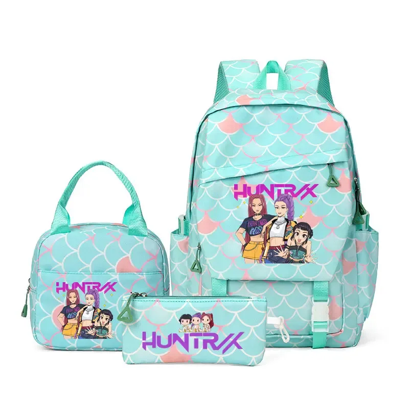 sacs à dos kpop demon hunters, 3 pièces, avec sacs à déjeuner, trousse à crayons, sacs à dos de voyage de grande capacité pour femmes et hommes, sacs d'école pour adolescents