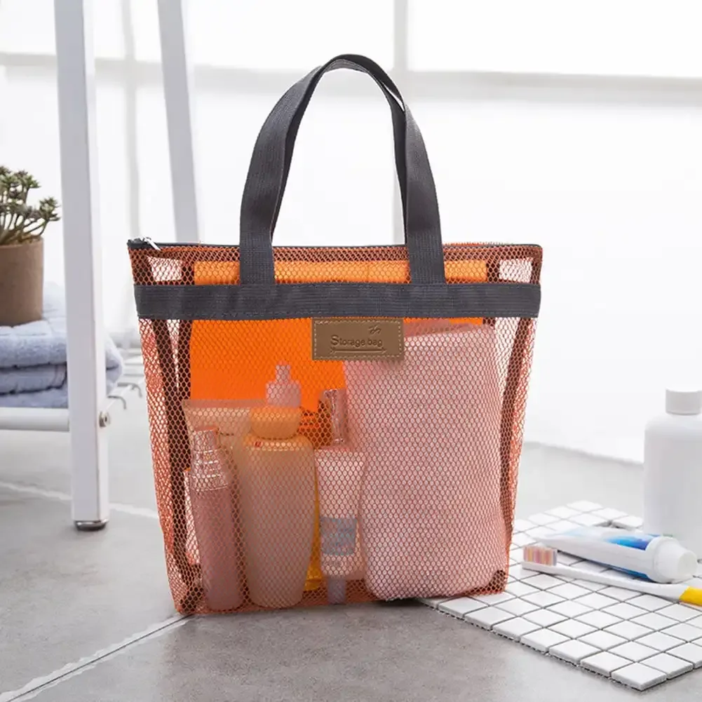grande sacoche de toilette en maille, organiseur de douche portable avec poignées robustes, fermeture éclair, sac de rangement de voyage pour la plage et la natation
