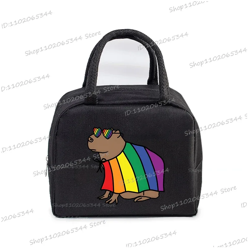 kawaii capybara design boîte à déjeuner sac de rangement femmes dessin animé capybara imprimer portable bento sacs animaux capybara amant sacs à déjeuner