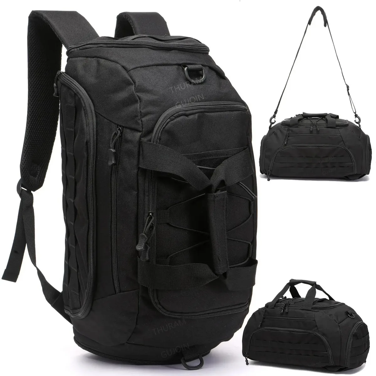 sac à dos de sport tactique 3 en 1 avec compartiment à chaussures, sac polochon convertible pour hommes et femmes, sac de voyage de nuit pour week-end